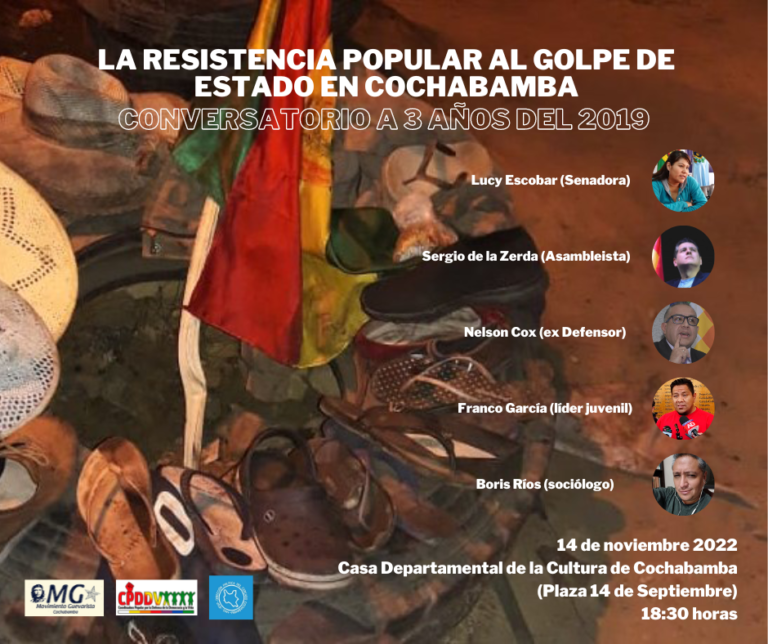 Conversatorio: La resistencia popular al golpe de Estado en Cochabamba, a 3 años de 2019