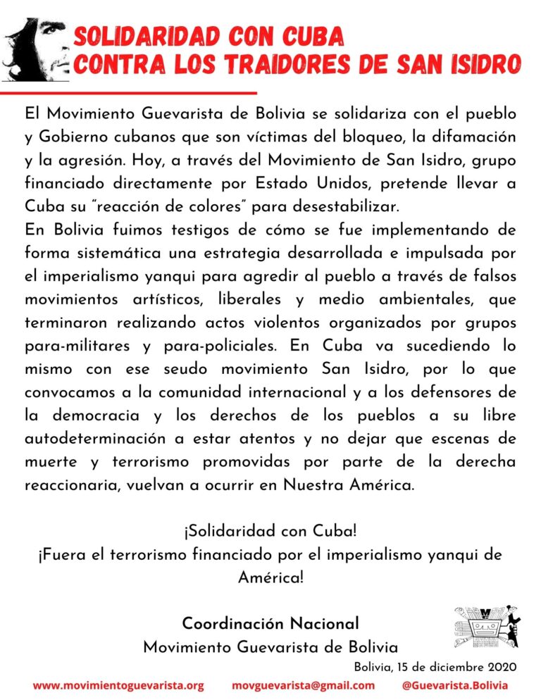 Solidaridad con Cuba, contra los traidores de San Isidro