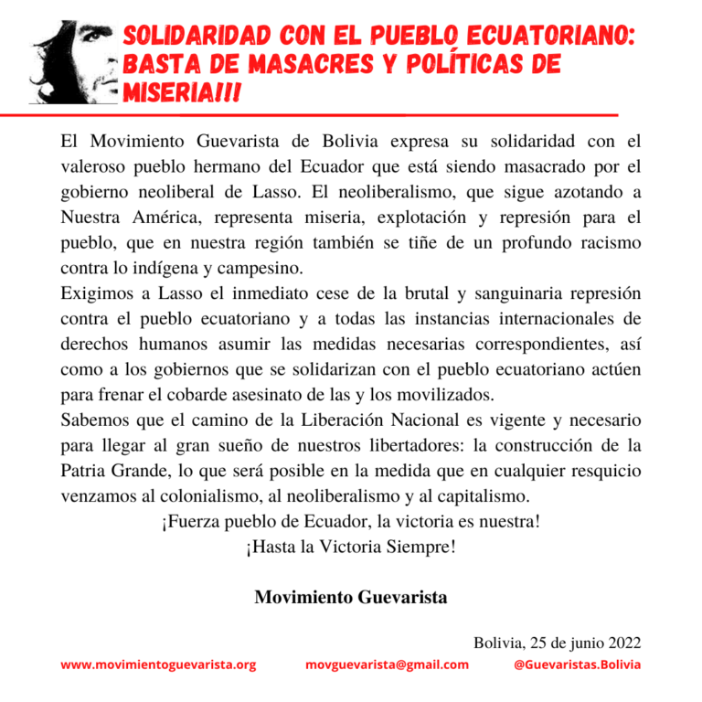 Solidaridad con el pueblo Ecuatoriano