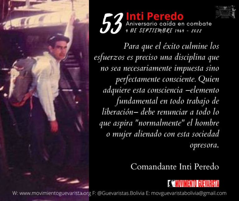 53 aniversario de la caída en combate del Comandante Inti Peredo Leigue